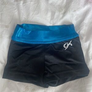 GK Black Bike Shorts with Shiny Blue Waistband